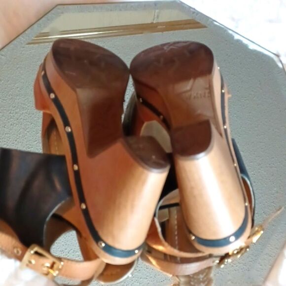 WKND Brown &Black Leather Studded Heels  38 = 7 - Picture 9 of 12